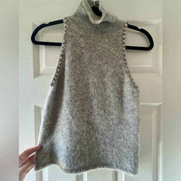 Zara Sweaters - Zara Gray Sleeveless Sweater with Embellished Trim